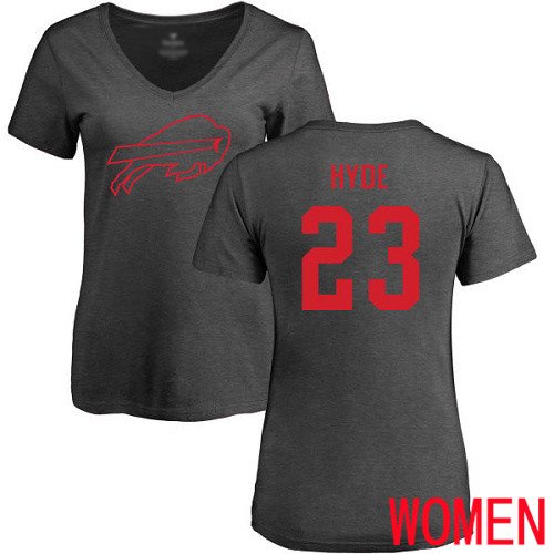 NFL Women Buffalo Bills #23 Micah Hyde Ash One Color T Shirt